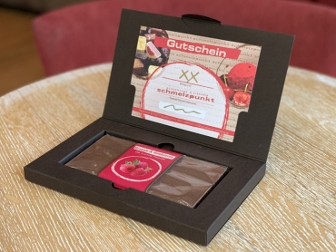 Gutschein Box inclusive einer Tafelschokolade